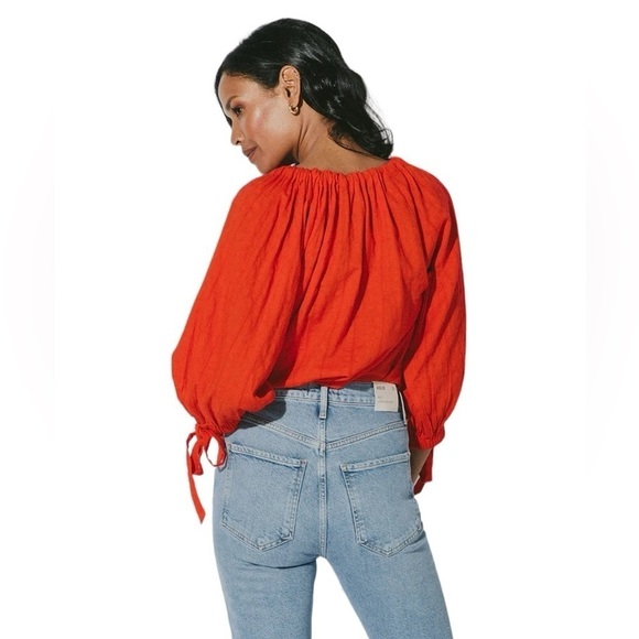 Cleobella Ryan Blouse in Cherry Red Size Medium New - Picture 10 of 16